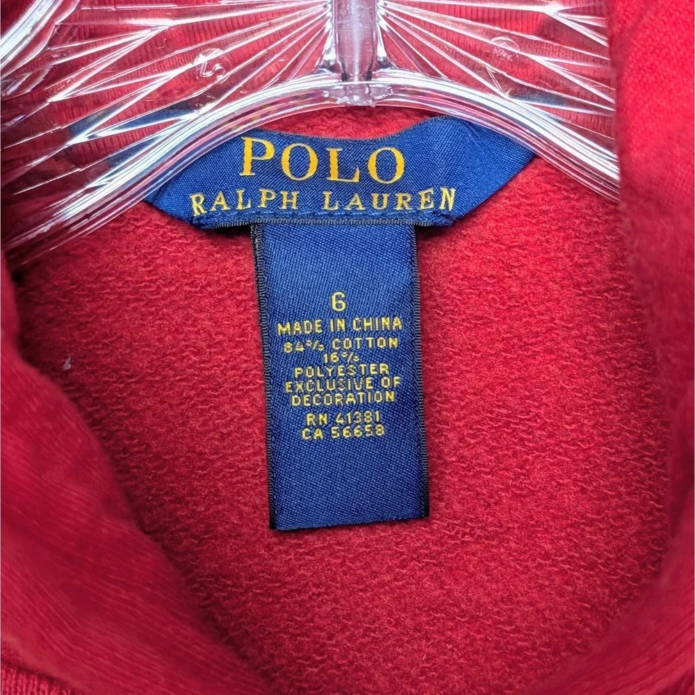 Polo Ralph Lauren Big Pony Logo‎ Patch Fleece Full Zip Hoodie Jacket Boys Size 6